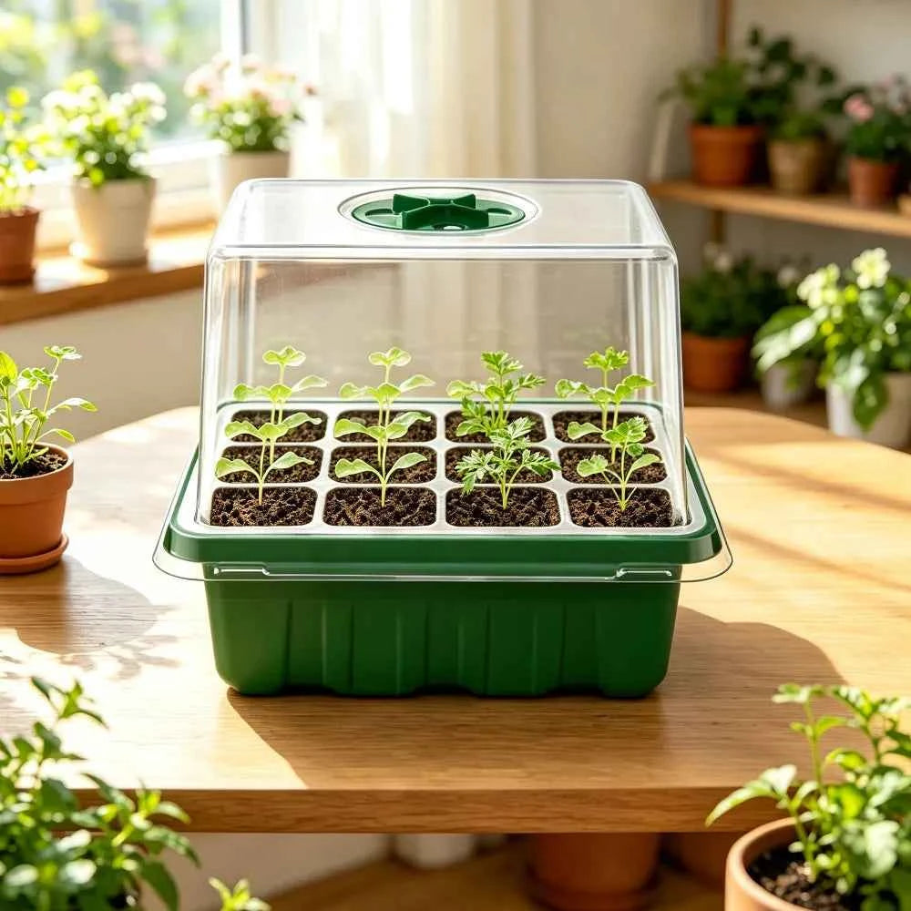 Premium Seed Starter Tray Kit with Integrated Grow Lights - 5 Pack