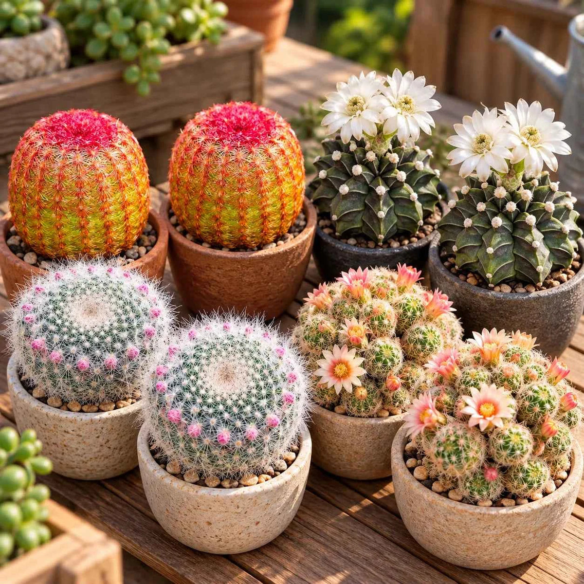 8-Pack Cactus Collection – 4 Unique Varieties, 2 of Each - 2.5''