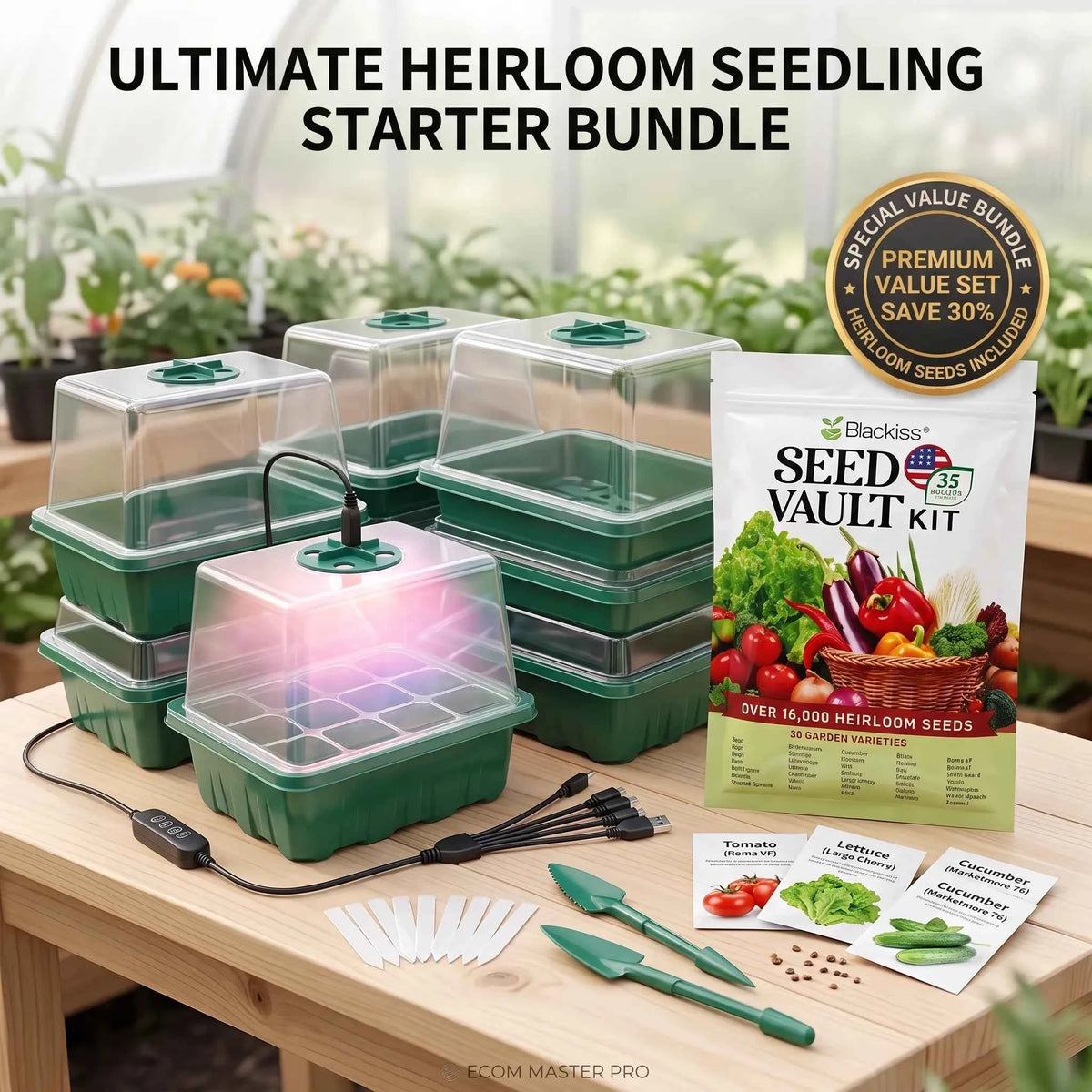 Complete 35 Seed Variety Pack & Plant Starter Kit for Home Garden