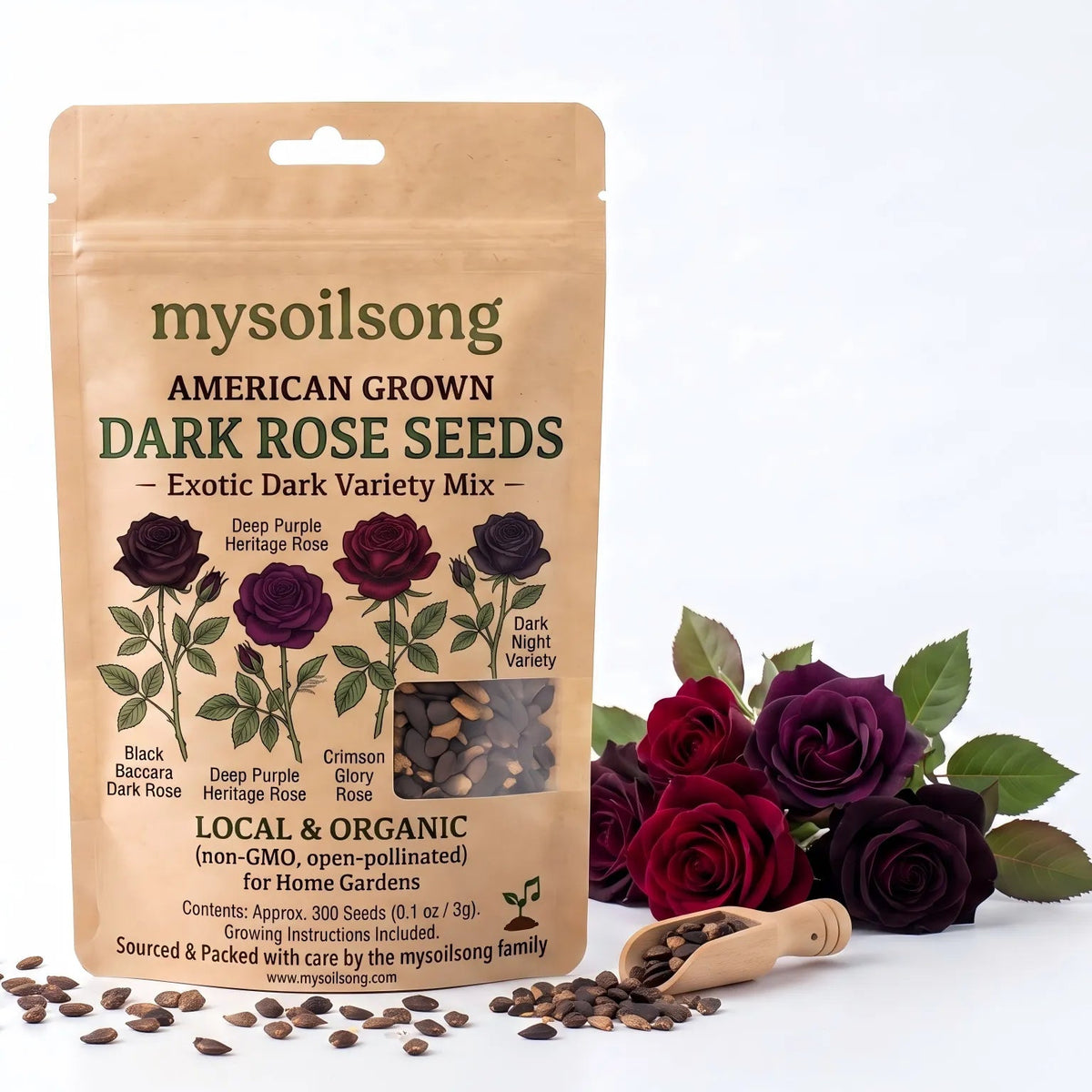 Dark Rose Seeds - 300 Seeds - mysoilsong
