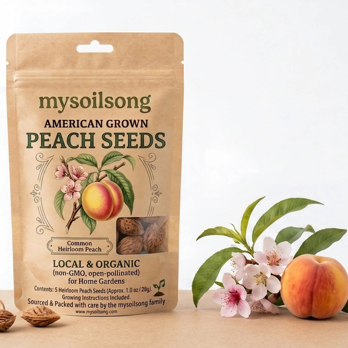 Peach Seeds - 5 Seeds - mysoilsong